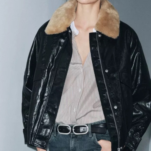 ZARA FAUX FUR COLLAR JACKET - NEW - Picture 14 of 14